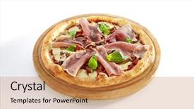  Presentation with traditional wood - Colorful PPT theme enhanced with parma ham porcini mushrooms mozzarella backdrop and a gold colored foreground