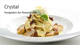  Presentation with mushroom - Beautiful slide set featuring tagliatelle with mushroom cream sauce truffle and basil leaf backdrop and a white colored foreground