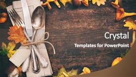  Presentation with fall leaves border autumn - Presentation having thankgiving card - thanksgiving autumn place setting background and a tawny brown colored foreground