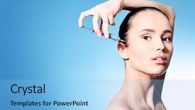  Presentation with skin biology - PPT layouts consisting of pore space - beauty therapeutical female skin juvenation background and a light blue colored foreground