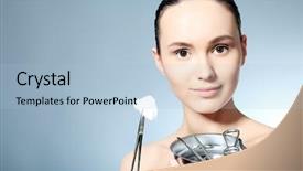  Presentation with skin - Colorful theme enhanced with pore space - beauty therapeutical female skin juvenation backdrop and a light blue colored foreground