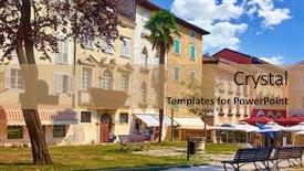  Presentation with green relaxation - Slides featuring porec croatia antique decorative houses background and a coral colored foreground