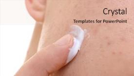  Presentation with cream - Beautiful PPT layouts featuring poren - young man applying cream backdrop and a coral colored foreground