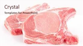  Presentation with raw meat - Beautiful PPT theme featuring pork - raw meat backdrop and a sky blue colored foreground