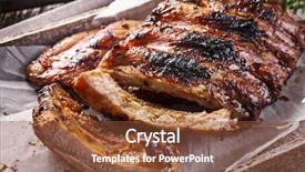  Presentation with ribs - Presentation consisting of pork - spare ribs background and a tawny brown colored foreground