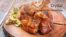  Presentation with cutting board - Presentation design with pork - traditional bavarian schweinshaxe with coleslaw background and a coral colored foreground
