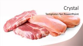  Presentation with meat - Slides with pork and chicken meat background and a  colored foreground