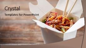  Presentation with take - PPT theme with pork and vegetables in take background and a coral colored foreground