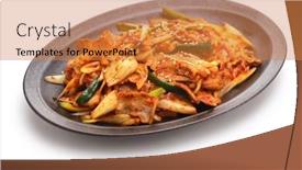  Presentation with kimchi - Theme featuring pork-belly-and-kimchi-stir background and a  colored foreground