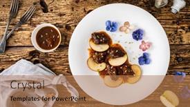  Presentation with sauce - Presentation with pork-cheeks-in-sauce background and a coral colored foreground