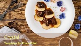  Presentation with sauce - Presentation enhanced with pork-cheeks-in-sauce background and a red colored foreground