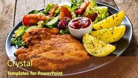  Presentation with plant factory vegetable hydroponic - Audience pleasing theme consisting of pork-chop-with-boiled-potatoes backdrop and a tawny brown colored foreground