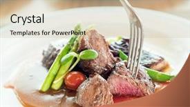  Presentation with sauce - Beautiful presentation featuring pork chops with gravy sauce backdrop and a soft green colored foreground