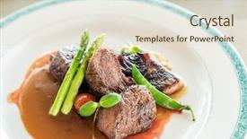  Presentation with steak and pork chops - Colorful slide set enhanced with pork chops with gravy sauce backdrop and a lemonade colored foreground