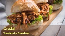  Presentation with burger - Amazing PPT theme having pork classic american meat sandwich backdrop and a  colored foreground