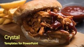 Presentation with burger - Theme having pork classic american meat sandwich background and a  colored foreground