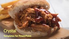  Presentation with burger - Colorful PPT layouts enhanced with pork classic american meat sandwich backdrop and a tawny brown colored foreground