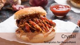  Presentation with african american in computer class business - Presentation with pork classic american meat sandwich background and a coral colored foreground