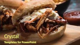  Presentation with african american in computer class business - Colorful presentation enhanced with pork classic american meat sandwich backdrop and a tawny brown colored foreground