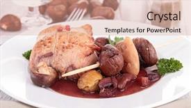  Presentation with vegetable microbiology - Colorful presentation design enhanced with pork cooked with automn vegetable backdrop and a  colored foreground