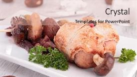  Presentation with vegetable microbiology - PPT theme featuring pork cooked with automn vegetable background and a  colored foreground
