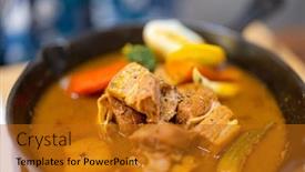  Presentation with curry - Presentation theme enhanced with pork-curry-bowl-soup background and a gold colored foreground