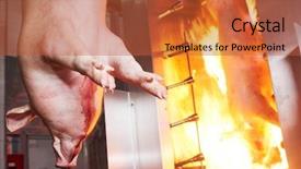  Presentation with manufacturing - Theme featuring pork going into burning furnace background and a red colored foreground