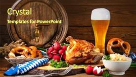 Presentation with oktoberfest - PPT theme with pork knuckle with beer background and a tawny brown colored foreground