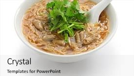  Presentation with intestine - Slides having pork large intestine vermicelli soup background and a light gray colored foreground