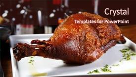  Presentation with bone - PPT theme with pork loin with roasted bone background and a wine colored foreground