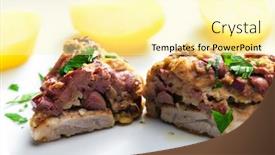  Presentation with beans - Presentation design featuring pork-meat-baked-with-red background and a  colored foreground