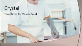  Presentation with butchery - PPT layouts with pork meat cutting in butchery background and a sky blue colored foreground