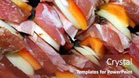  Presentation with meat - Beautiful presentation theme featuring pork-meat-delicacy backdrop and a tawny brown colored foreground