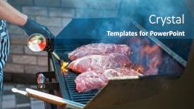  Presentation with steaks - Cool new presentation theme with pork-meat-steaks backdrop and a teal colored foreground
