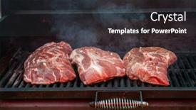  Presentation with steaks - PPT theme consisting of pork-meat-steaks background and a dark gray colored foreground