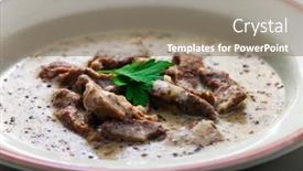  Presentation with cumin cumin cumin - PPT theme having pork-meat-with-cumin-sauce background and a gray colored foreground