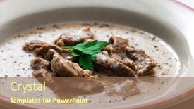  Presentation with cumin cumin cumin - PPT layouts consisting of pork-meat-with-cumin-sauce background and a violet colored foreground