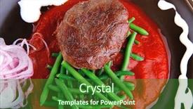  Presentation with classic homemade tomato sauce - Slide deck enhanced with pork medallion served on tomato background and a  colored foreground