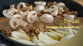  Presentation with frying - Cool new presentation design with pork-minced-meat-in-frying backdrop and a tawny brown colored foreground