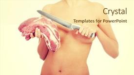  Presentation with protein - Beautiful presentation design featuring pork neck -and knife protein backdrop and a  colored foreground
