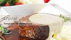  Presentation with sauces - Audience pleasing slide deck consisting of pork-neck-confit-with-pickled backdrop and a soft green colored foreground