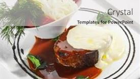  Presentation with sauces - Amazing slide set having pork-neck-confit-with-pickled backdrop and a white colored foreground