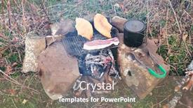  Presentation with pork rib - Amazing PPT theme having pork-rib-and-two-slice backdrop and a coral colored foreground