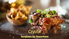  Presentation with food chips - Presentation theme enhanced with pork-ribs-cooked-at-low background and a tawny brown colored foreground