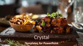  Presentation with blackcurrant - PPT theme consisting of pork-ribs-cooked-at-low background and a wine colored foreground