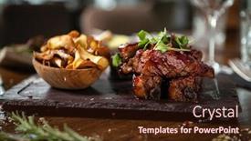  Presentation with blackcurrant - Colorful presentation theme enhanced with pork-ribs-cooked-at-low backdrop and a wine colored foreground