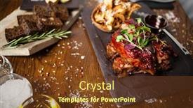  Presentation with food chips - Presentation design consisting of pork-ribs-cooked-at-low background and a tawny brown colored foreground