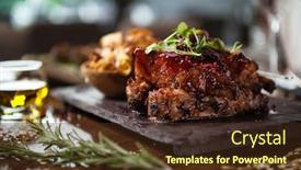  Presentation with food chips - Audience pleasing slide set consisting of pork-ribs-cooked-at-low backdrop and a tawny brown colored foreground