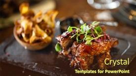  Presentation with food chips - Presentation design with pork-ribs-cooked-at-low background and a tawny brown colored foreground
