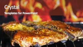 Presentation with bbq - Colorful presentation design enhanced with pork ribs on a grill backdrop and a tawny brown colored foreground